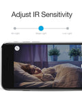 1080p Plug-In WiFi Indoor Security Camera With AI Motion Detection showing night vision on phone app control screen