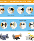 Pro Real Deal 8mm To 10mm Bench Grinder Shank Adapter Kit With Left And Right Thread Arbor Extender for various polishing wheels.