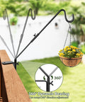 Heavy Duty 20 Inch Deck Hook With Swivel Wing Nut Design For Hummingbird Feeders Rust Proof Black Metal S Hook with flower basket