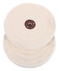 Pro Shop Kisangel 2pcs Cotton Buffing Polishing Wheels For Bench Grinder With 144mm Diameter And 12mm Bore Hole, beige cotton discs.
