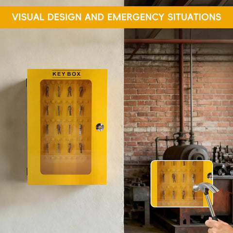Lockout Tagout Cabinet Wall Mount Key Box With 50 Hooks High Capacity LOTO Key Locker in industrial setting on wall