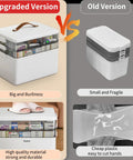 Must Have Three Tier Medicine Organizer With Leather Handle Portable Cabinet For Pills And First Aid Supplies For Home Storage Keeps Meds Neat And Accessible Great For Countertop Or Nightstand showing large capacity and durability compared to old version