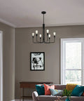 6 Light Black Vintage Chandelier Pendant Ceiling Light for Living Room Dining Room Kitchen Island Hardwired Fixture