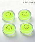 4Pcs Small Circular Bubble Levels, Double Sided Adhesive Bottom Mini in bright green, 1.18" diameter, 0.39" thick