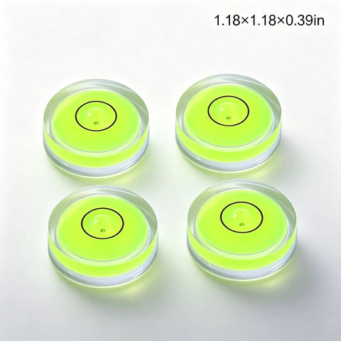 4Pcs Small Circular Bubble Levels, Double Sided Adhesive Bottom Mini in bright green, 1.18" diameter, 0.39" thick