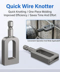 Quick Wire Knotte, durable steel wire knotting tool for efficient fence work and farm repairs with drill attachment.