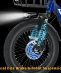 Electric Tricycle For Adults With Fat Tire Folding Three Wheel E Trike 18 Inch Wheels Peak 700W Step Through Frame Removable 468Wh Battery And Large Basket Perfect For Men And Women front wheel with dual disc brake and suspension