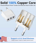 US To Europe Travel Plug Adapters 2 Pack Type C 220V Power Plugs For Germany France Spain Italy And More with copper core
