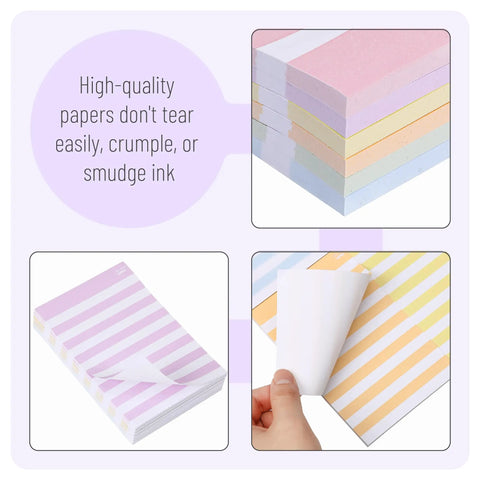 Lined Sticky Notes 4x6 Inch, 6 Pads With 45 Sheets Each, pastel colors, tear-resistant paper, self-stick memo pads for neat writing.