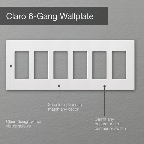 Six Gang Decorator Light Switch Cover Plate For Rocker Switches And Outlets Screwless Gloss White Wall Plate