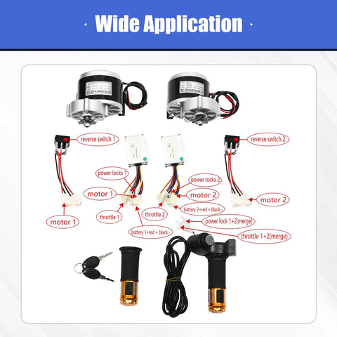 36V 350W Electric Cart Conversion Kit With 10 Inch Wheels, Motor Set, Controller And Digital Display Throttle components