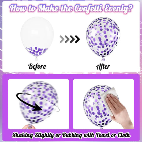 "Pink And Purple Music Note Foil Balloons Set, 12 Inch Metallic Balloons Mix For Birthday Parties, Confetti balloon shaking method"
