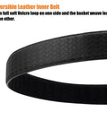 Inner Belt With Loop Liner For Duty Wear Reversible Leather Under Belt Buckleless 1.5 Inch Wide Basket Weave Style