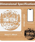 Camping Stencil For Painting 11.8 Inch Square Reusable RV Mountain Tree Template For Outdoor DIY Crafts size comparison