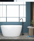 Oil Rubbed Bronze Freestanding Tub Filler With Single Lever Handle Floor Mounted Brass Bath Faucet Sleek Modern Style