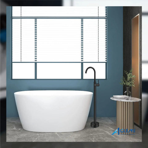 Oil Rubbed Bronze Freestanding Tub Filler With Single Lever Handle Floor Mounted Brass Bath Faucet Sleek Modern Style