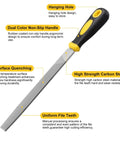 8 Inch Flat Metal File With 12 Inch Total Length, Anti Slip Ergonomic Handle, Hardened High Carbon Steel, Uniform Teeth