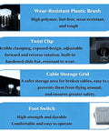 Features of Heavy Duty Pneumatic Wire Stripper Machine With Automatic Clamping For 5-60mm Cables including foot switch and storage grid.