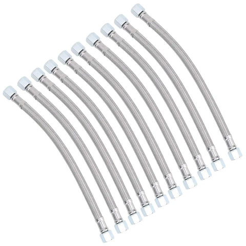 Heavy Duty Flexible Air Compressor Hose 40 Cm Cast Steel Connectors High Pressure Pneumatic Line with Ironclad Seals, set of 10.