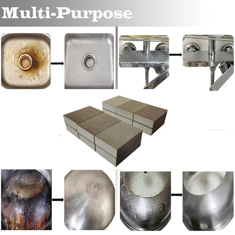 Multi-purpose 12 Pack Sanding Sponges Assortment, 6 Grits From Coarse To Superfine with cleaning before and after results, kitchen use