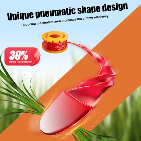 Auto Feed Trimmer Spool Line 0.065 Inch 11 Ft Refills for Weed Eater Edgers showing unique pneumatic shape design and efficiency