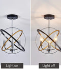 Three Light Farmhouse Dope Vintage Chandelier With Industrial Chrome Matte Finish E12 Base Semi Flush Mount, light on and off view