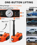 Electric Car Jack 5 Ton Hydraulic Floor Jack With Electric Impact Wrench Tire Inflator And LED Light, lifting range 6.1-17.7 inches