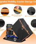Heavy Duty Custom Fit Cover For SuperHandy Tugger GUO133-FBA Mobility Scooter with orange reflective strips and air vents.