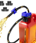 Cordless Electric Fuel Transfer Pump Battery Powered Gas Can Dispenser Featuring Auto Stop Overflow Guard And Dry Run Alert A No Sweat Hella Reliable Tool For Sweet Garage Jobs, showing fuel in motion from a red can with adapters.