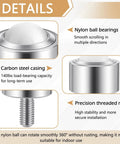 Close-up of Elaraberry 4 Pack 1 Inch Nylon Ball Transfer Rollers Heavy Duty Casters For Carts showing nylon ball and carbon steel casing.