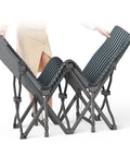 Folding On The Go Camping Cot For Adults With Removable Cushion being set up, displaying its foldable steel frame and fabric.