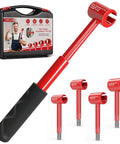 4 In 1 Door Hinge Adjustment Tool Kit For Precise Hinge Gap Alignment In Residential And Commercial Installations And Repairs With Upgraded Hinge Gap Adjusting Wrench, featuring red adjustable wrench heads and storage box.