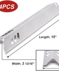 Heat Shields And Heat Tent Replacement Parts Pack For Dyna Glo DGF493BNP Grills 15 Inch Long 4 Pack, stainless steel, dimensions shown