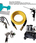 Heavy Duty Air Hose 1/4 X 10 Ft, Kink Resistant Hybrid Air Compressor Hose With Solid Brass Fittings, flexible yellow design.