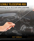 Stainless Steel Telescoping Magnetic Pick Up Tool With Pocket Clip Extendable To 25 Inches Powerful 1 Lb Magnet demonstrating use near engine.