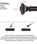Diagram of Bronze Curtain Rods For Windows 48 To 84 Inches; includes material details and dimensions.