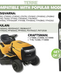 Two Pack High Lift Mower Blades For 42 Inch Decks Fits Craftsman Ariens Husqvarna Poulan Snapper Sears Replacement displayed with popular models