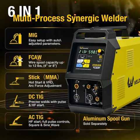 Omni210 All In One 200A 6 In 1 Multi-Process Welder Built For Home Shop Use With Dual Voltage 110V 220V MIG TIG Stick Flux