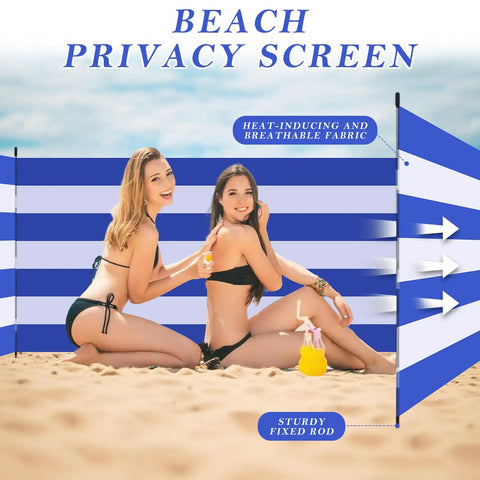 Long Beach Wind Screen 25 Ft By 4 Ft Privacy Fence With 5 Foldable Metal Poles And Carry Bag For Sand Protection