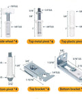 Top Shelf Bi Fold Closet Door Hardware Kit Four Pack parts image including wheels, pivots, brackets for easy closet door fix.