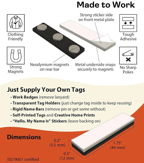 Rock Solid Magnetic Badge Holders Three Pack For Shirts Uniforms And Name Tags Featuring Neodymium Magnets Event Ready Slick Carry Case Easy Peasy Setup No Drama