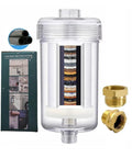2 Micron High Flow Washer Water Filter System with Visible Chamber, showcasing layered filtration and brass connectors