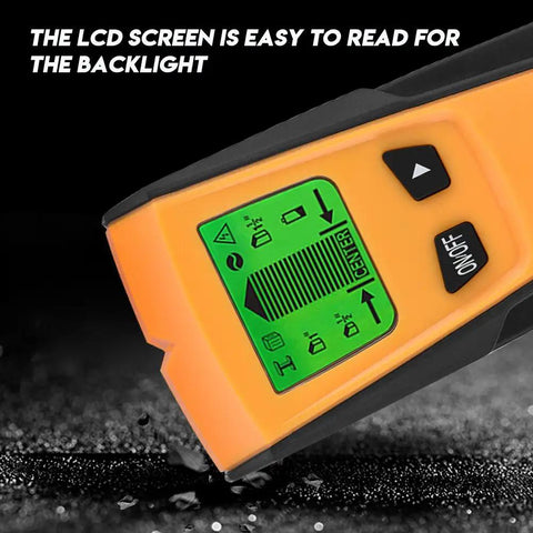 3 in 1 Stud Finder Wall Scanner with Live Wire Detector and Metal Finder for Wood Metal AC Voltage Detection LCD screen close-up