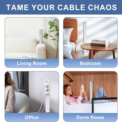 Flexible Outlet Extender Stick With Usb A And C Fast Charge Plus Two Ac Receptacles Stretches 22 To 34 Inches Swivels 180 Degrees in living room, bedroom, office, and dorm.
