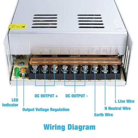 Heavy Duty 110V/220V To DC 12V 30A 360W Regulated Switching Power Supply wiring diagram detail.