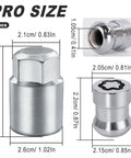 Lock Your Ride Anti Theft Wheel Lock Lug Nut Set With Key Cone Seat Chrome M12x1.5 heavy duty lug nut sizes displayed.