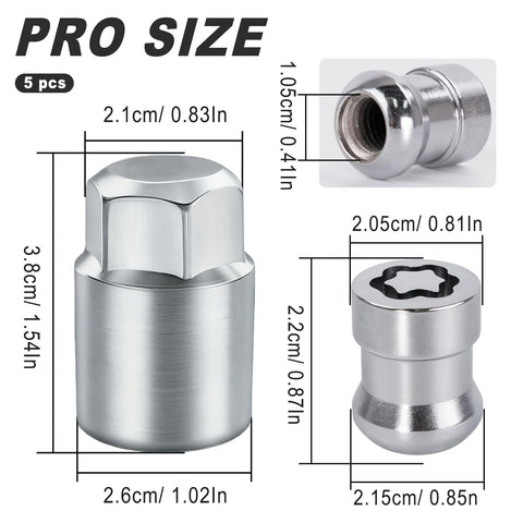 Lock Your Ride Anti Theft Wheel Lock Lug Nut Set With Key Cone Seat Chrome M12x1.5 heavy duty lug nut sizes displayed.
