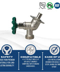 Half Inch PEX to Three Quarter Inch GHT Sillcocks Brass Crimp Fittings for Garden Hose Threaded Connection PEX B Compatible