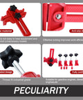 Neferta red nine-piece car camshaft timing tool set with anti-slip locking clips; front, side, and close-up views.