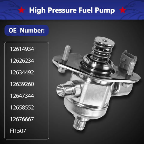 High Pressure Fuel Pump 12626234 Direct Fit Upgrade For Buick Enclave 2009-2017 Chevrolet Traverse GMC Acadia LaCrosse 2010-2011 CTS STS 3.6L V6 Replaces OE Parts 12626234 12639260 12634492 12647344 displayed with OE numbers.